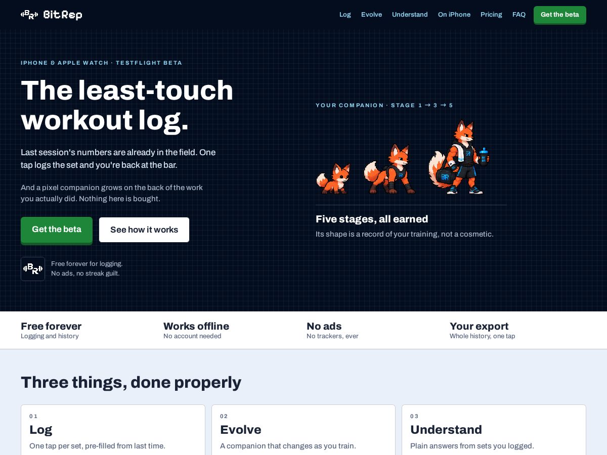 Landing-page snapshot of bitrep.app