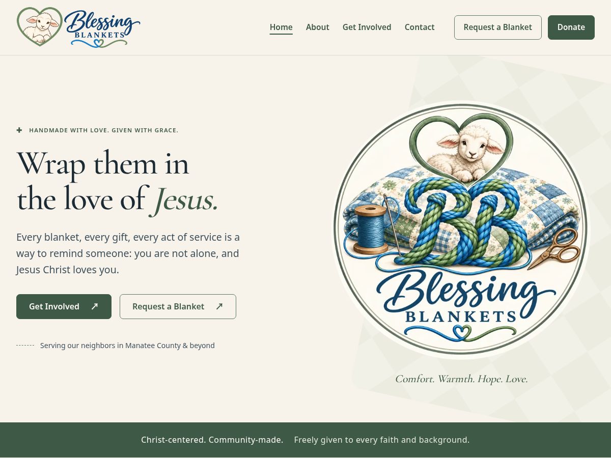 Landing-page snapshot of blessingblankets.org
