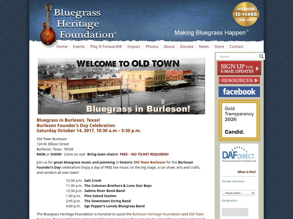 Landing-page snapshot of bluegrassburleson.org