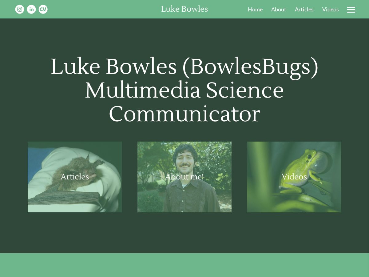 Landing-page snapshot of bowlesbugs-lukebowles.com