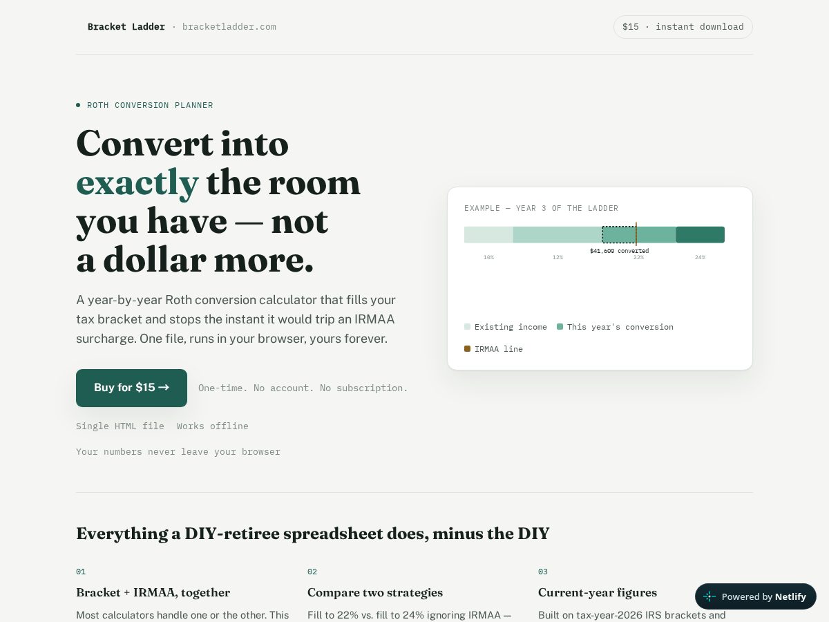 Landing-page snapshot of bracketladder.com