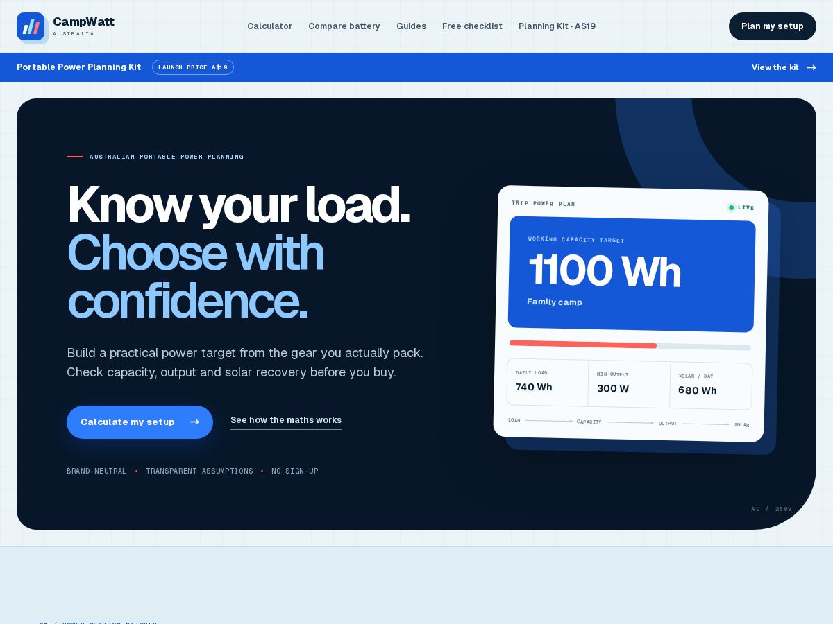 Landing-page snapshot of campwatt.online