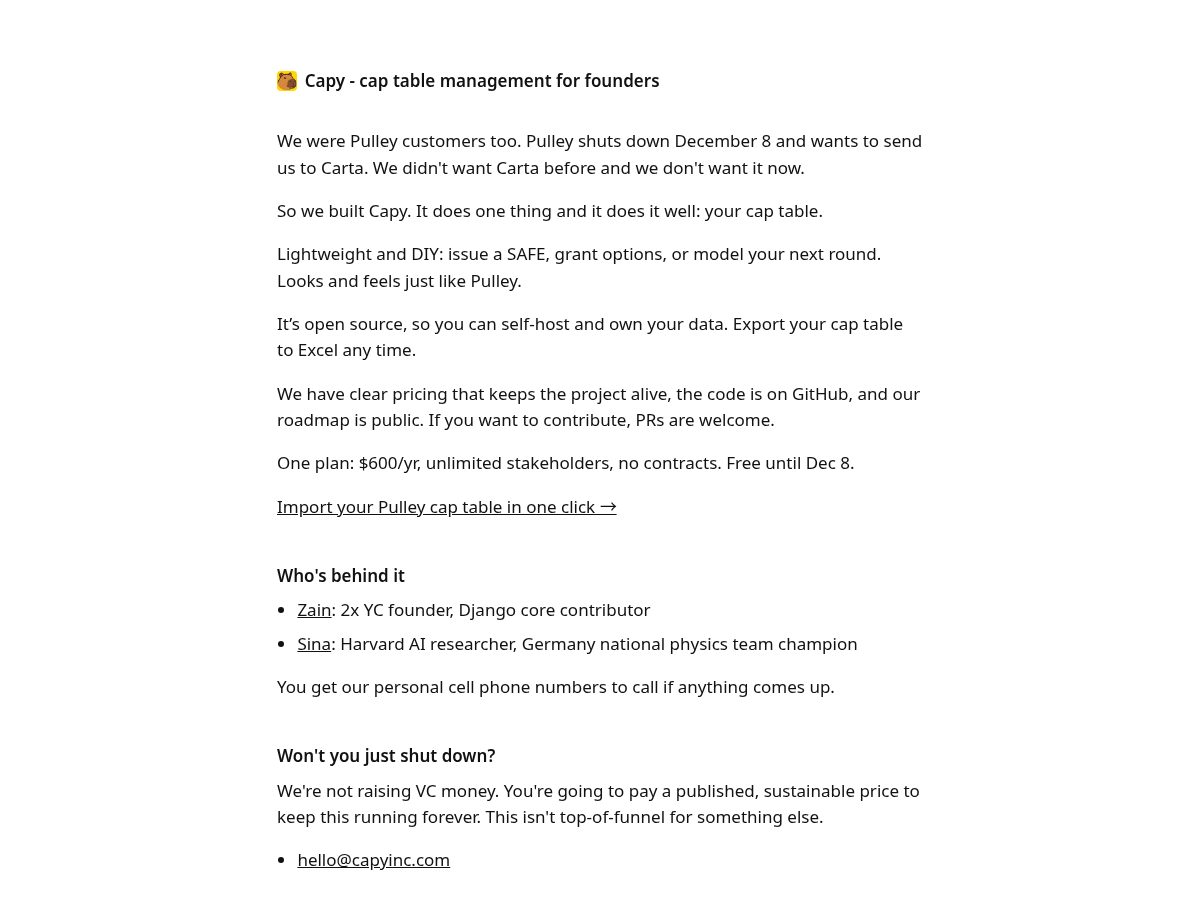 Landing-page snapshot of capyinc.com