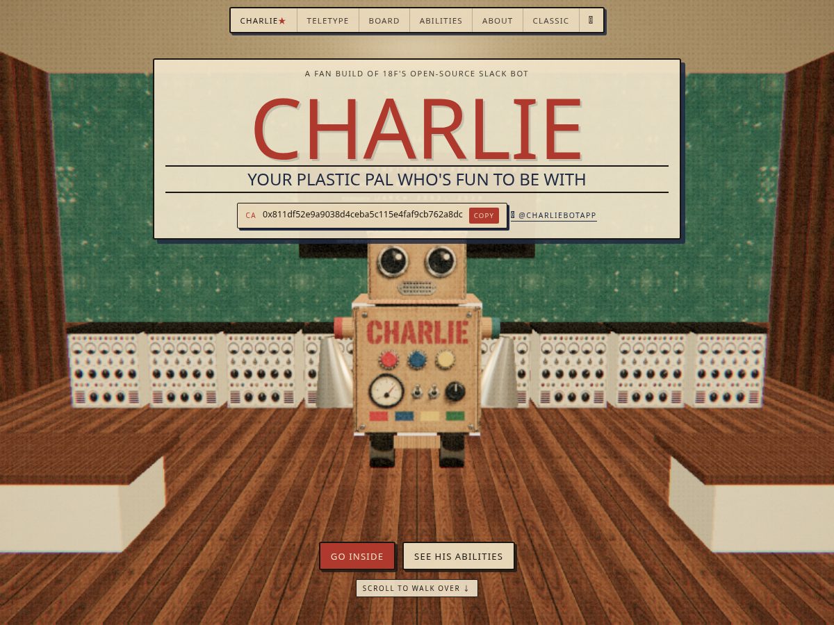 Landing-page snapshot of charliebot.app