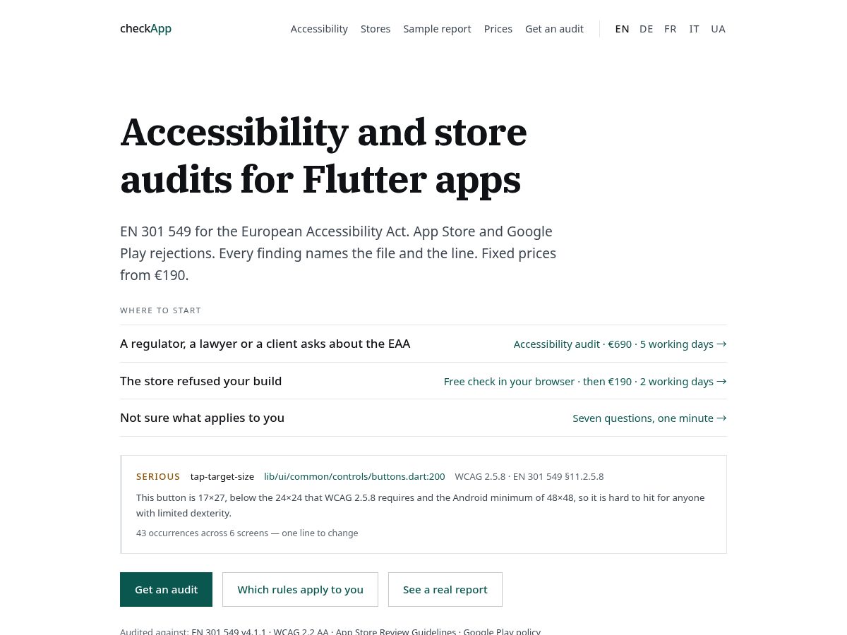 Landing-page snapshot of checkapp.dev