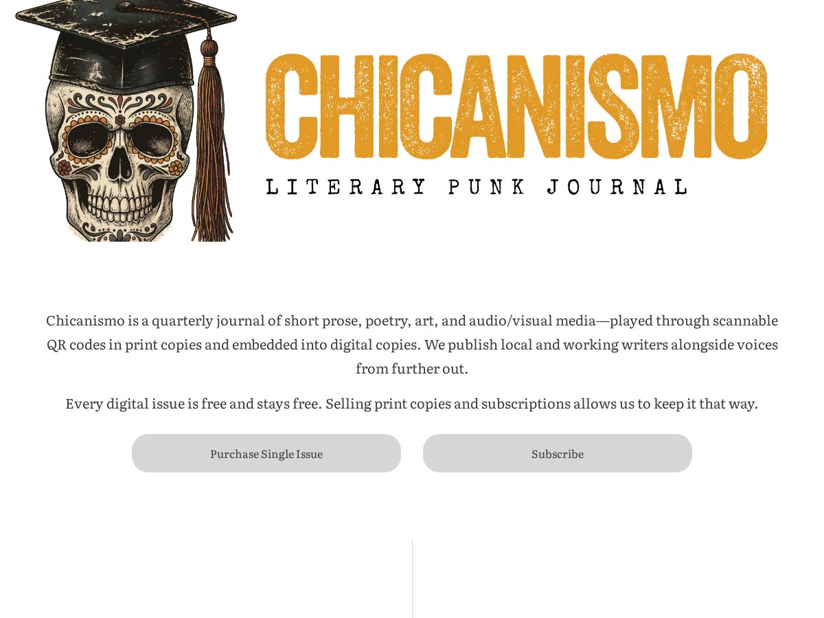 Landing-page snapshot of chicanismolit.com