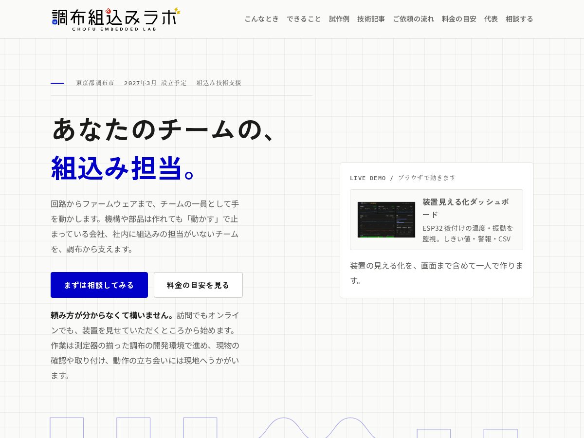 Landing-page snapshot of chofu-lab.com