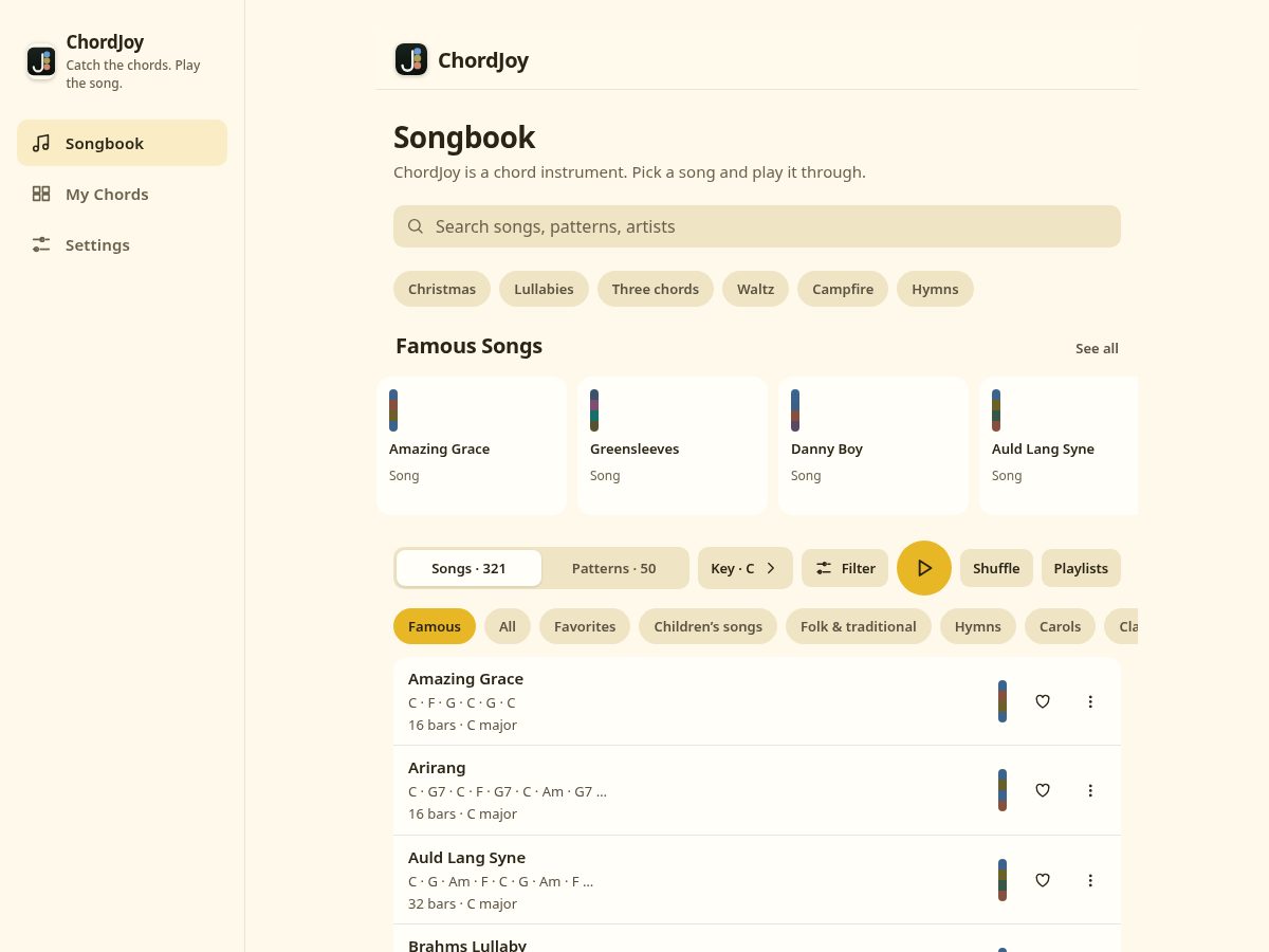 Landing-page snapshot of chordjoy.com
