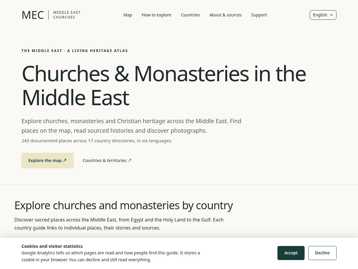 Landing-page snapshot of churchesinthemiddleeast.site
