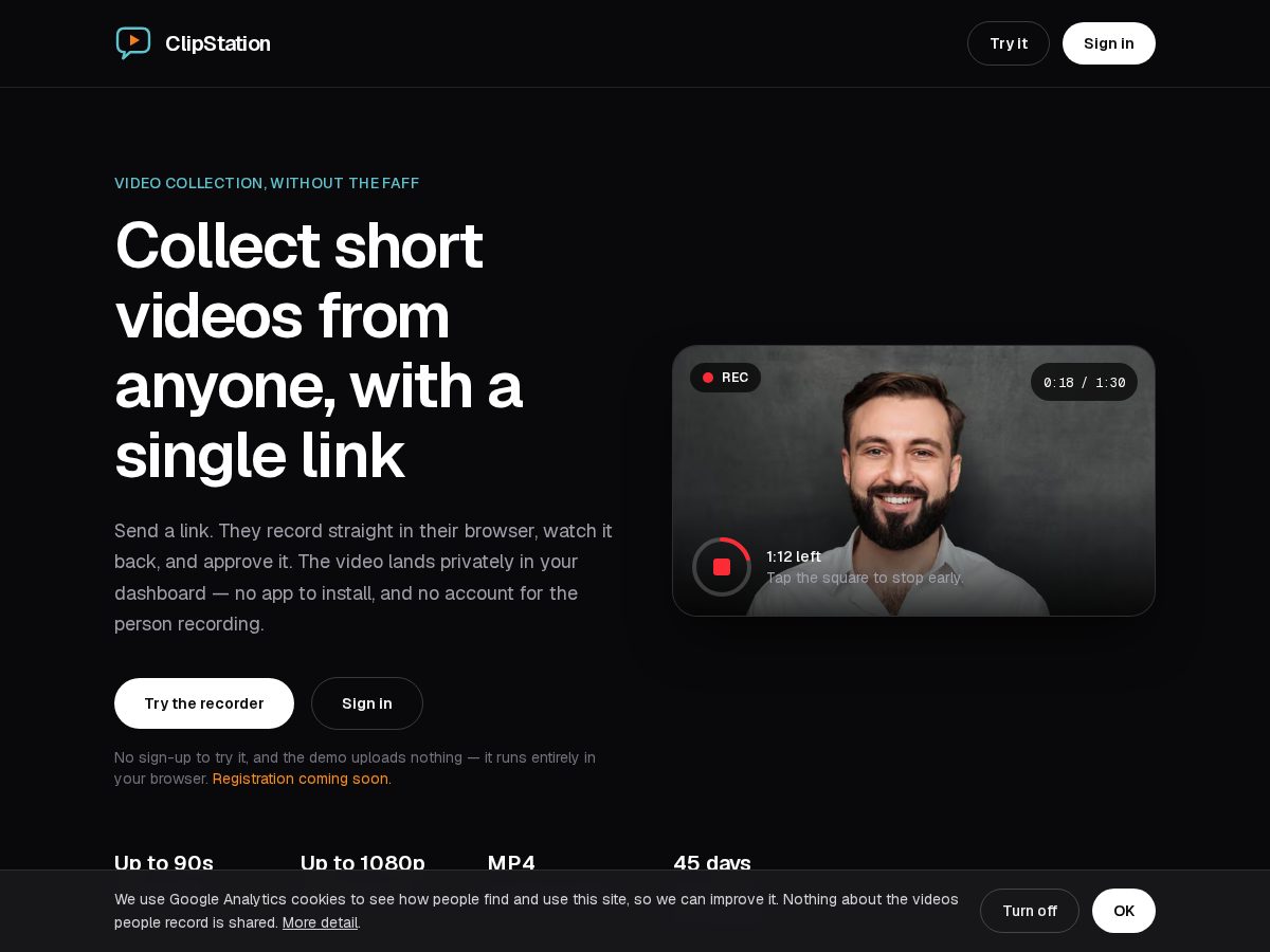 Landing-page snapshot of clipstation.app