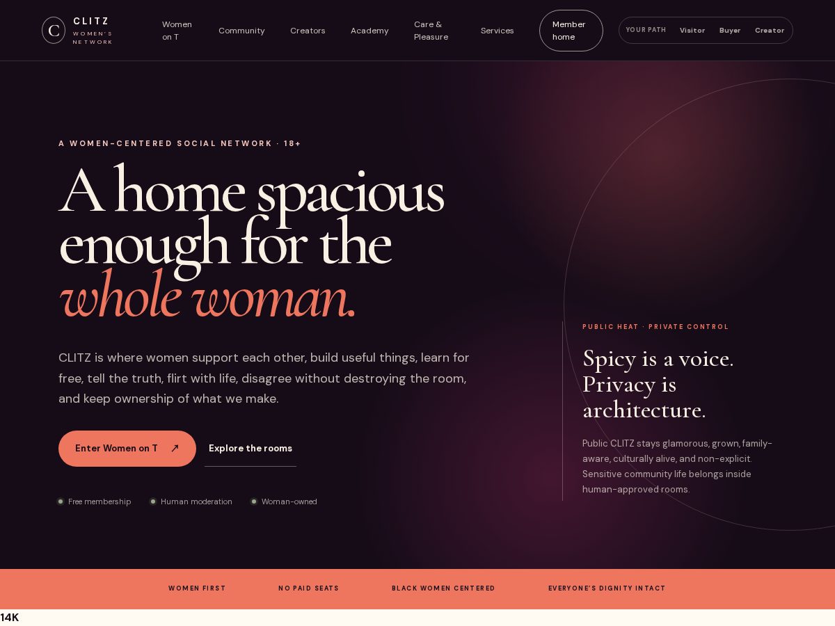 Landing-page snapshot of clitz.space