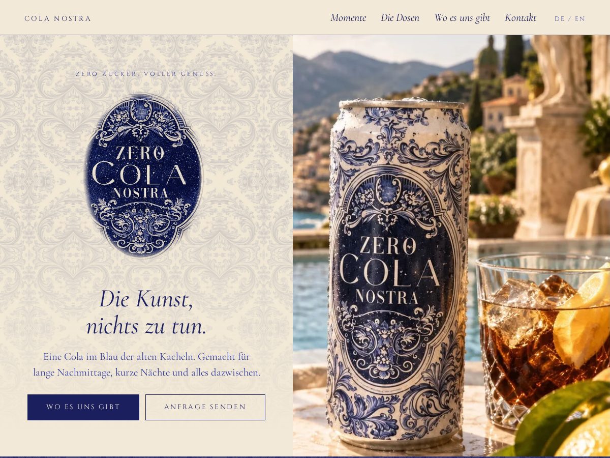 Landing-page snapshot of colanostra.com