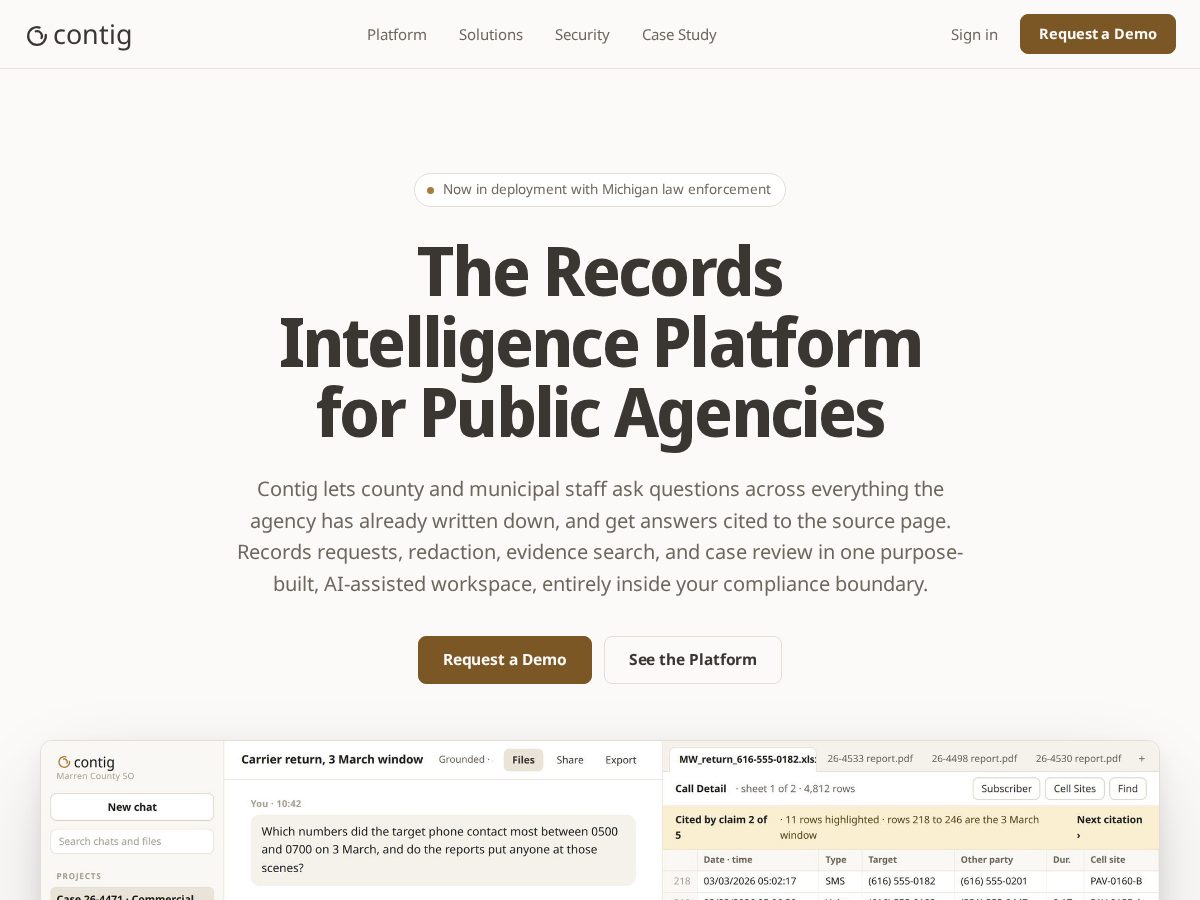 Landing-page snapshot of contigtech.com