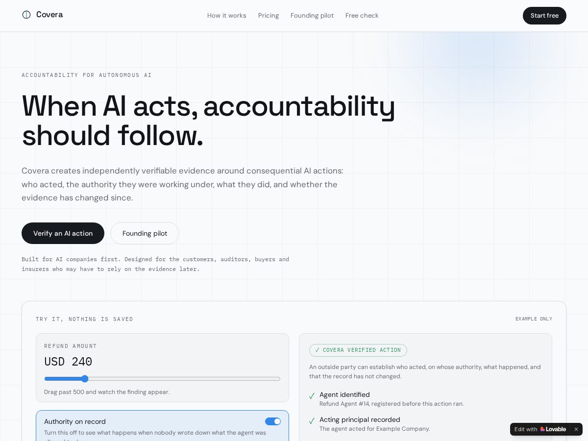 Landing-page snapshot of covera.space