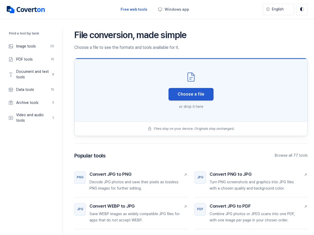 Landing-page snapshot of coverton.app