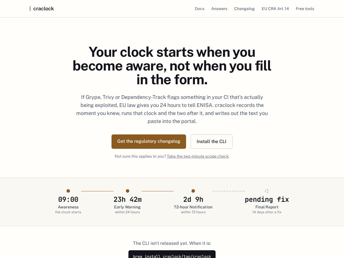 Landing-page snapshot of craclock.com