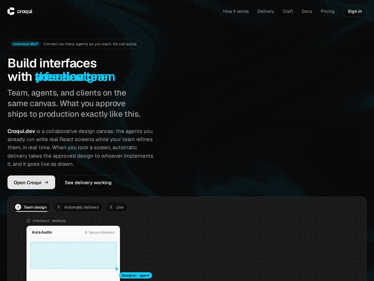 Landing-page snapshot of croqui.dev
