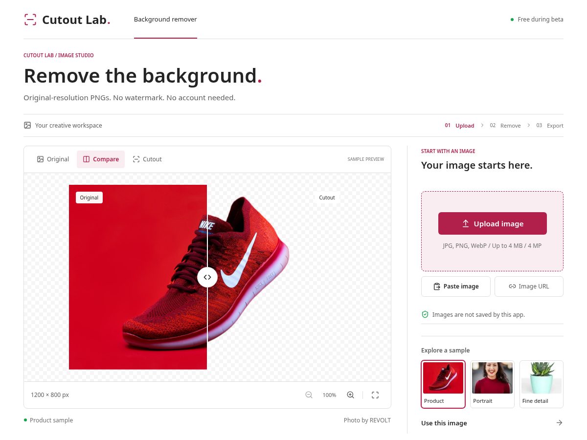 Landing-page snapshot of cutoutlabs.com