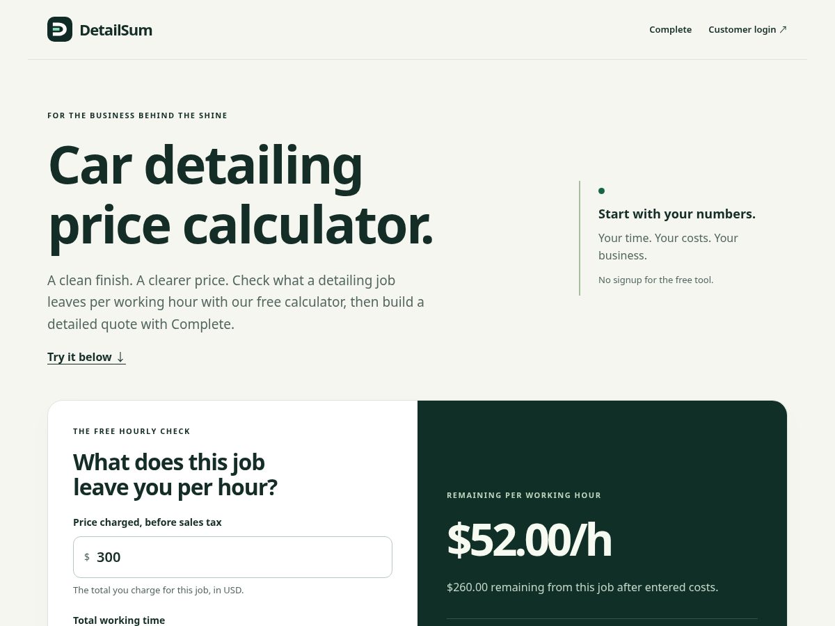 Landing-page snapshot of detailsum.com