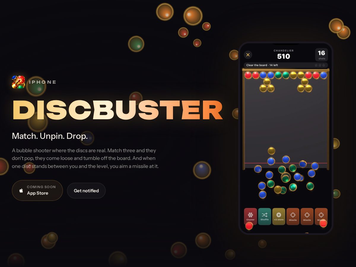 Landing-page snapshot of discbuster.app