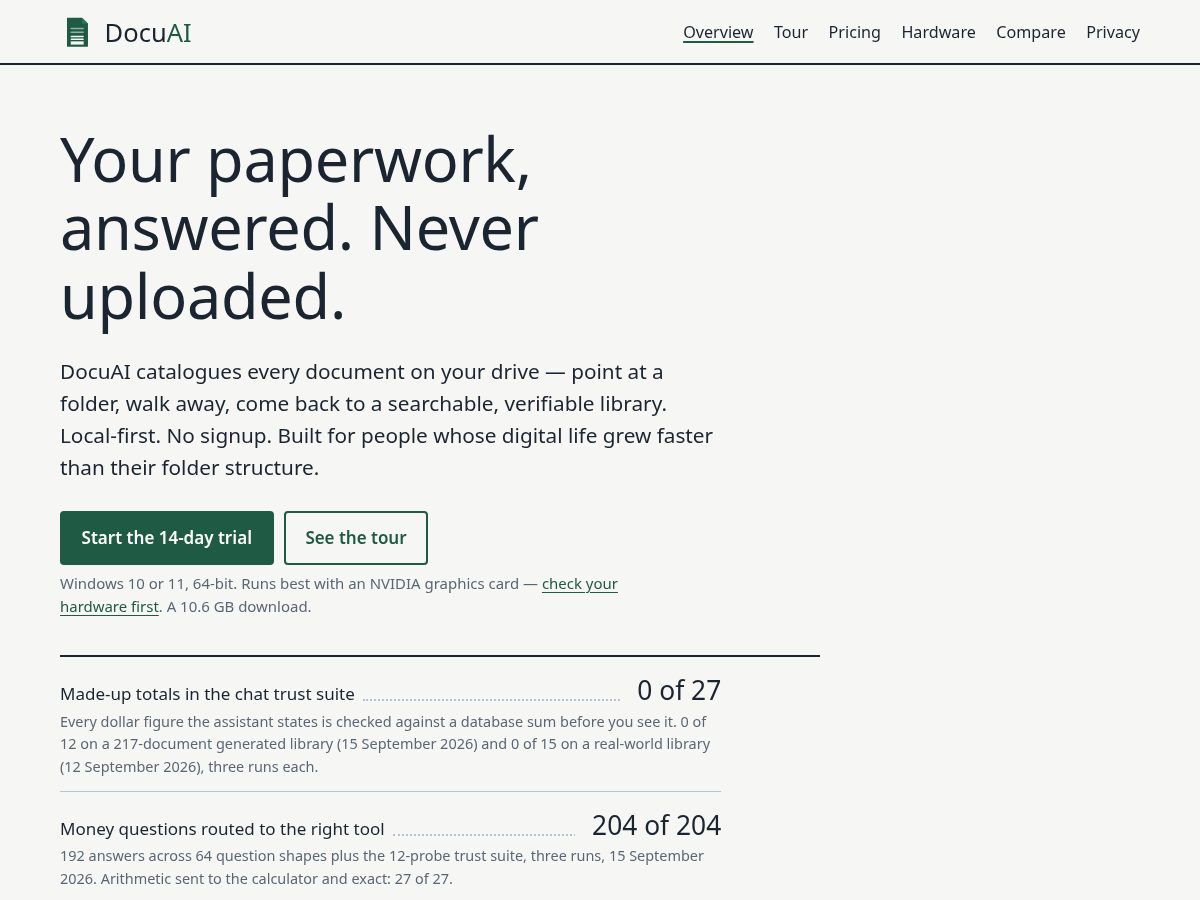 Landing-page snapshot of docuai.dev