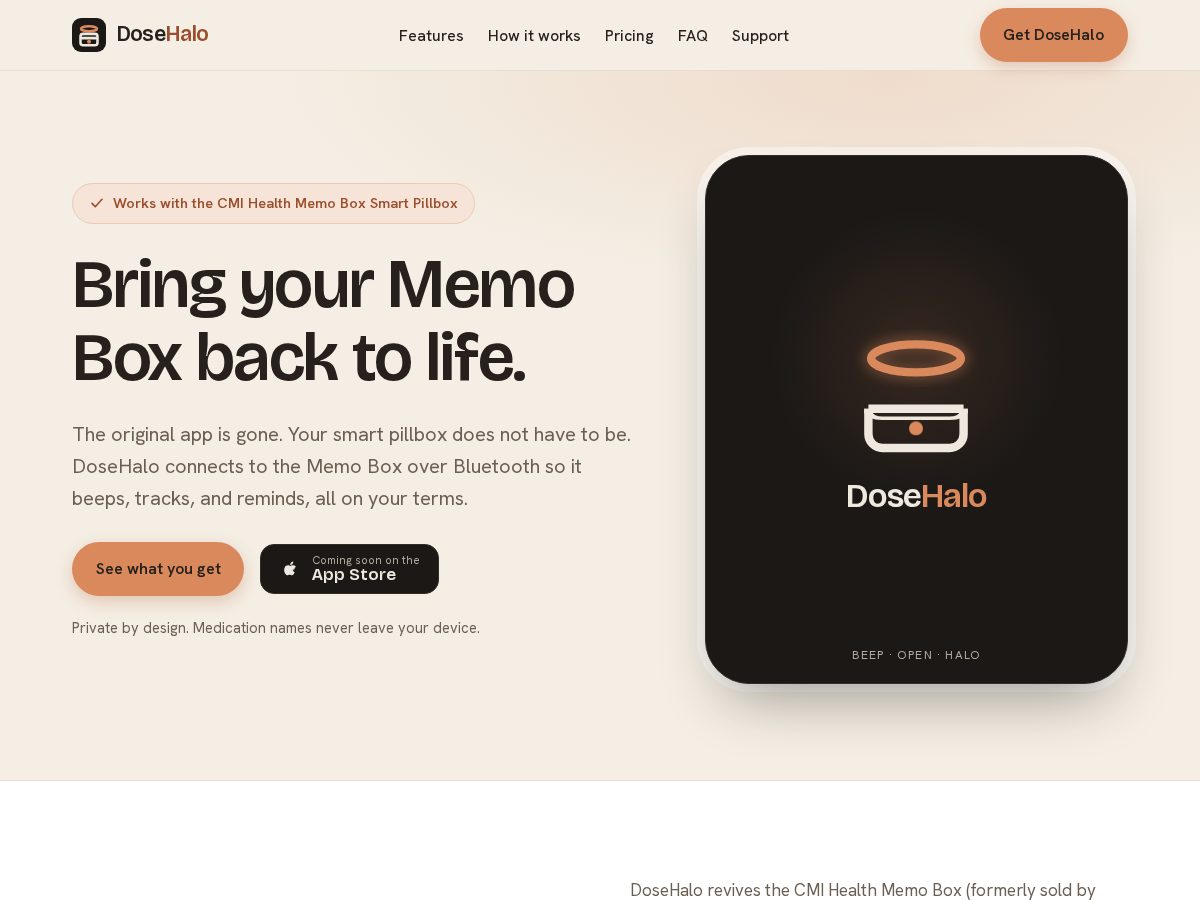 Landing-page snapshot of dosehalo.com