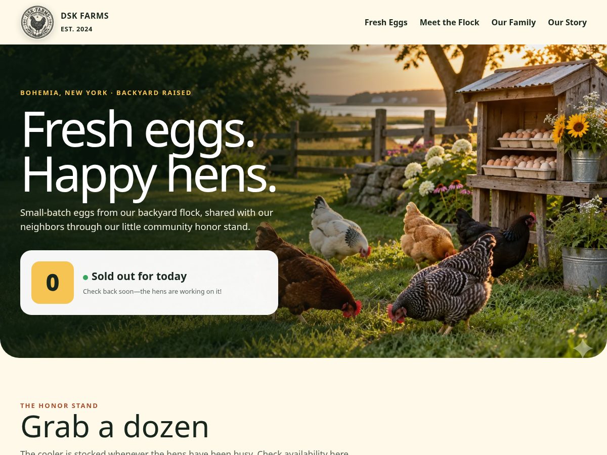 Landing-page snapshot of dskfarms.com