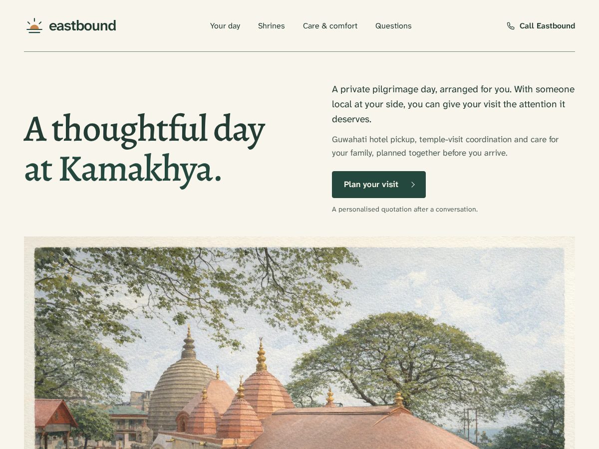 Landing-page snapshot of eastbound.travel