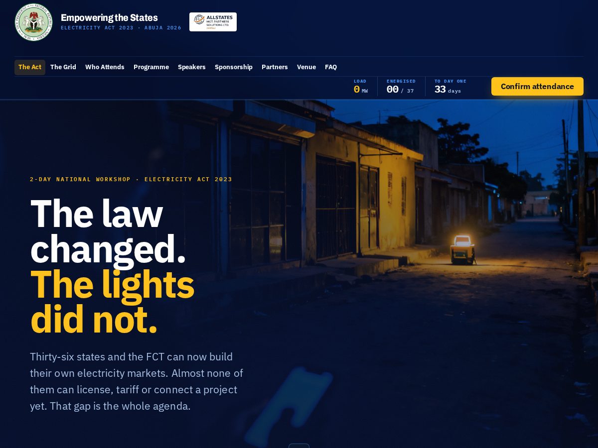 Landing-page snapshot of electricityact2023workshop.org