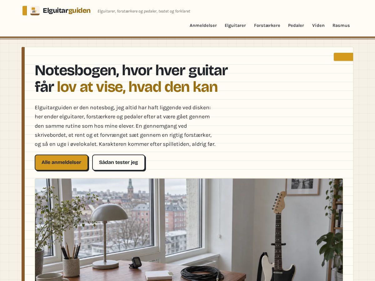 Landing-page snapshot of elguitarguiden.com