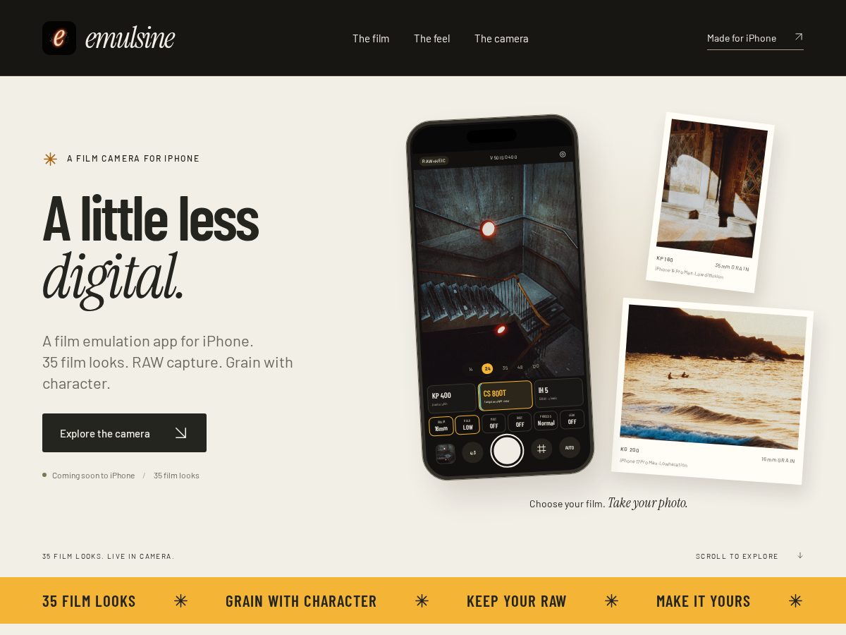 Landing-page snapshot of emulsine.com