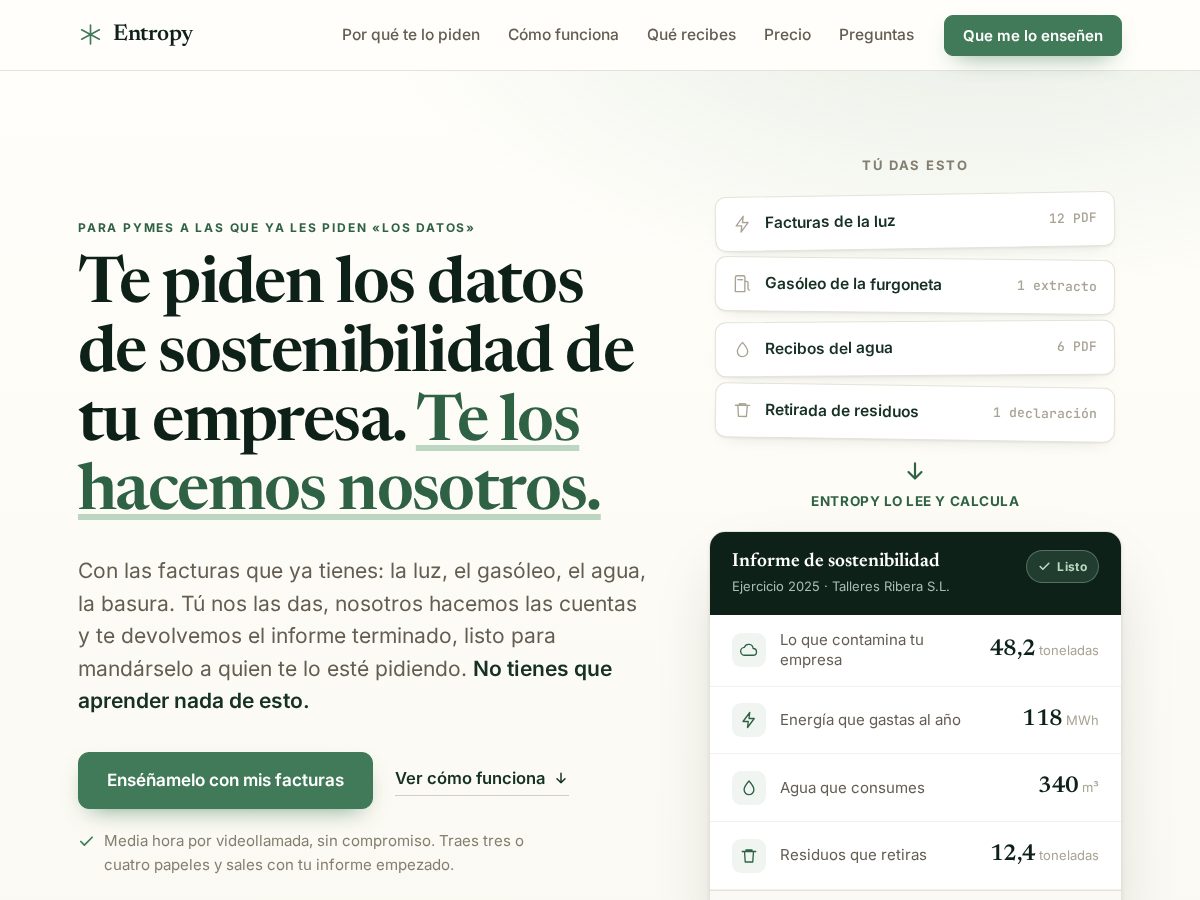 Landing-page snapshot of entropyfy.com
