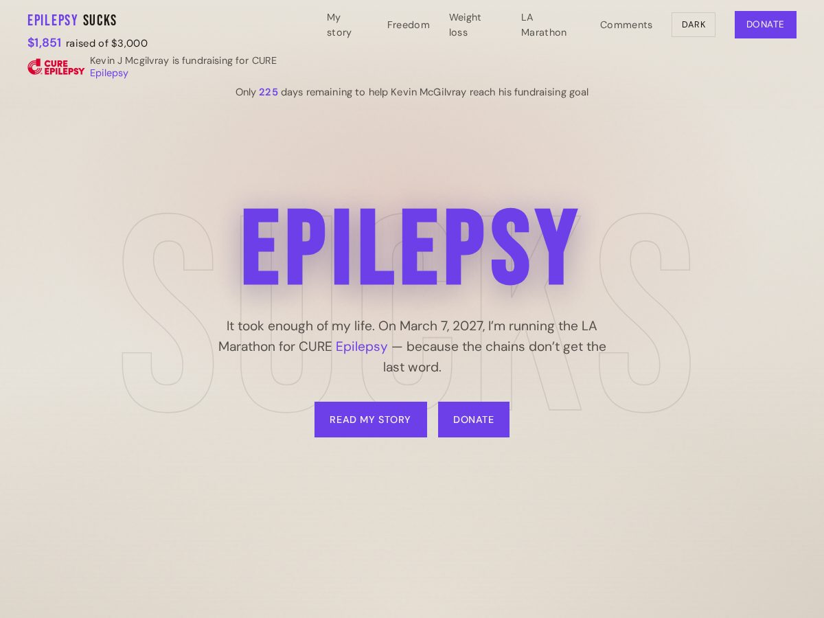 Landing-page snapshot of epilepsysucks.org