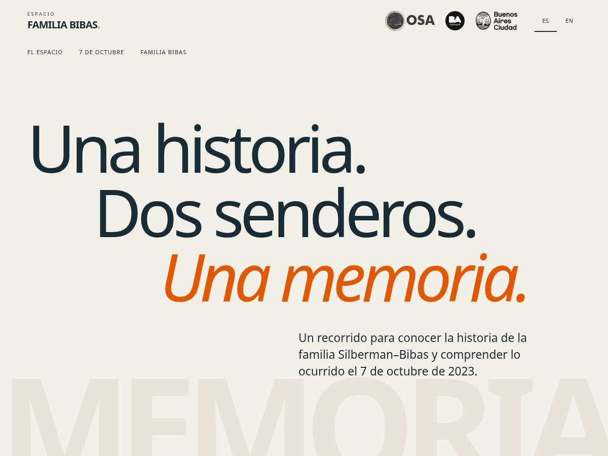 Landing-page snapshot of espaciofamiliabibas.com