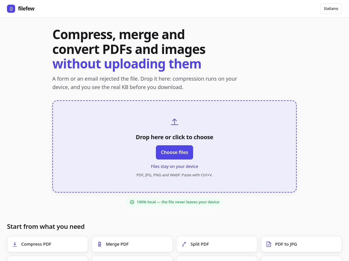 Landing-page snapshot of filefew.com