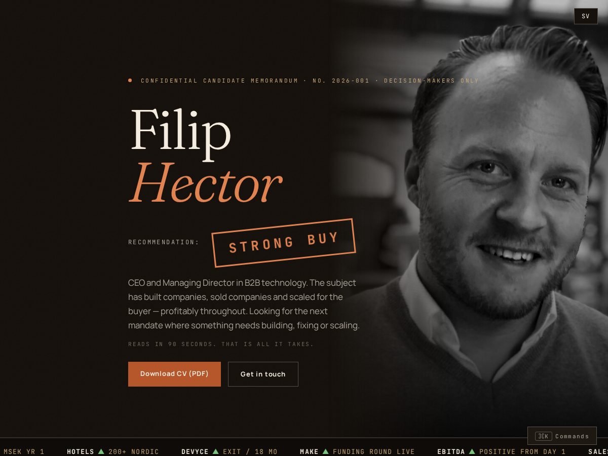 Landing-page snapshot of filiphector.tech