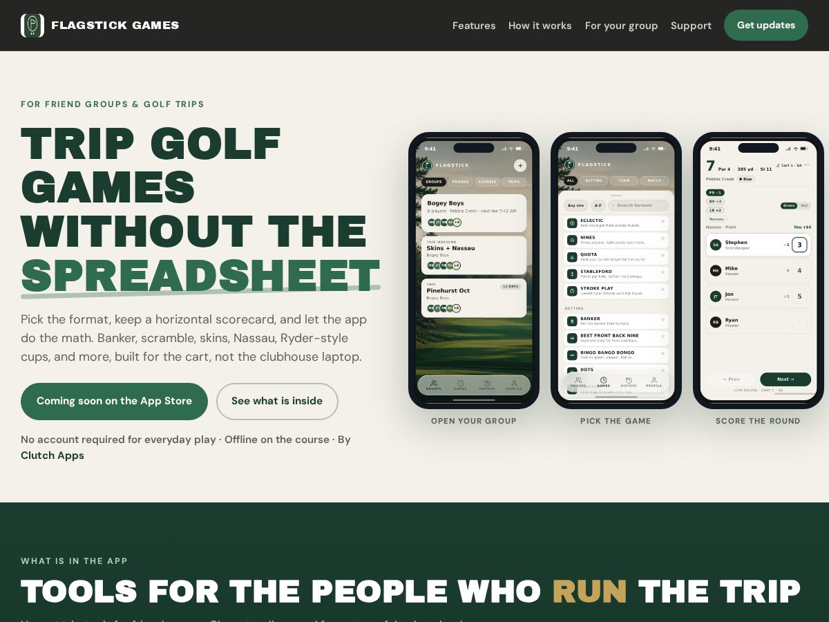 Landing-page snapshot of flagstickgames.com
