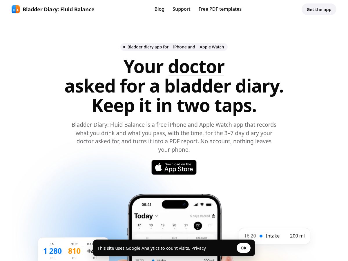 Landing-page snapshot of fluidbalanceapp.com