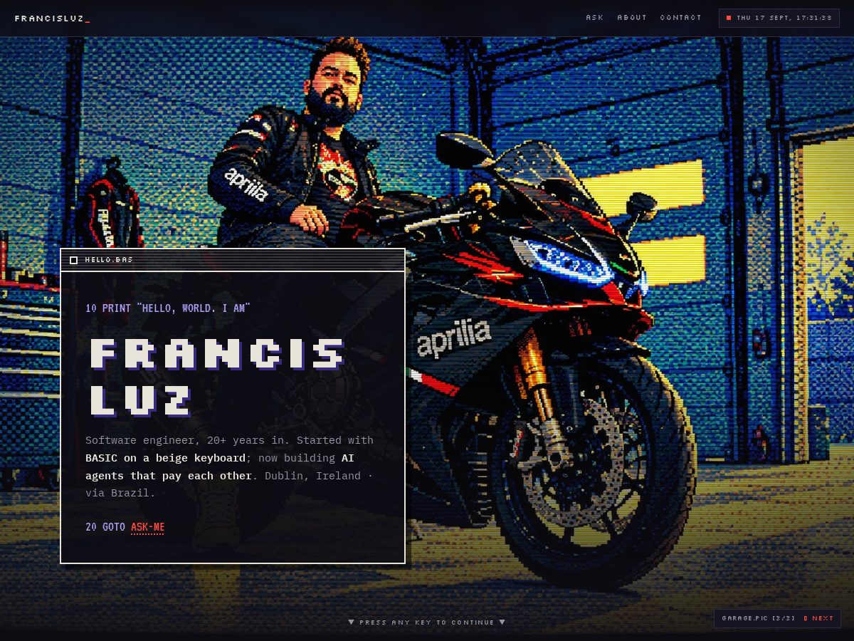 Landing-page snapshot of francisluz.com