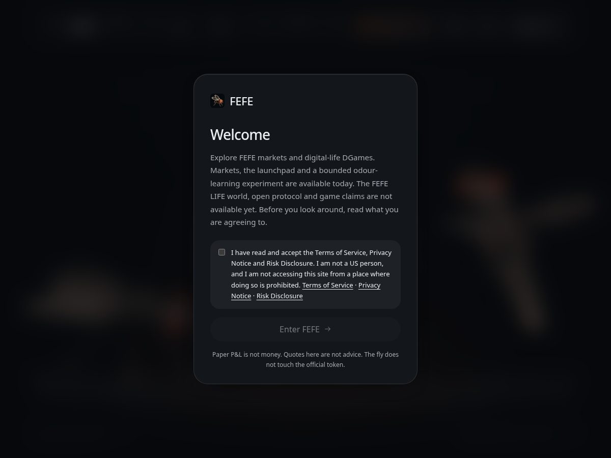 Landing-page snapshot of fruitflyfefe.xyz