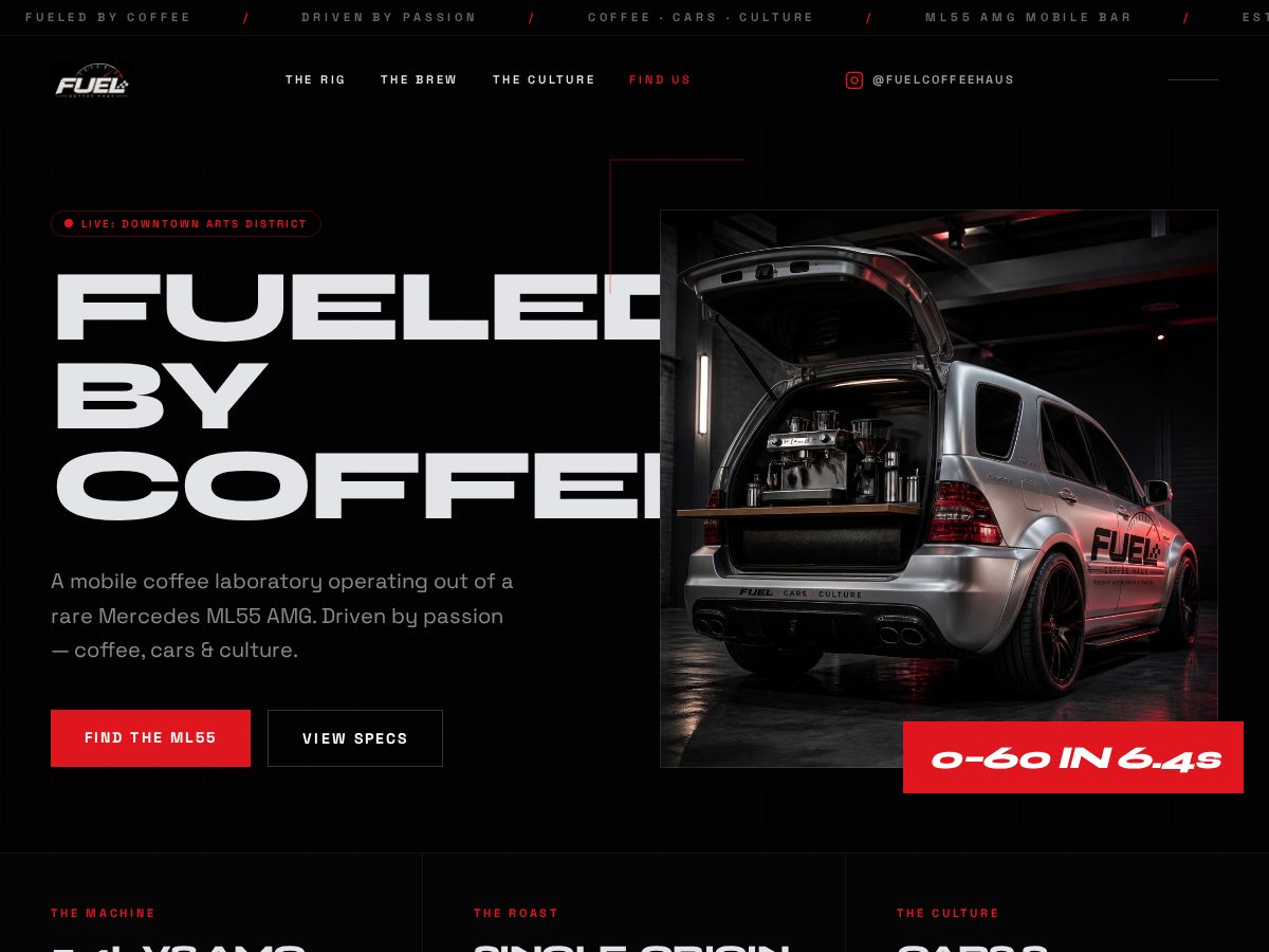 Landing-page snapshot of fuelcoffeehaus.com