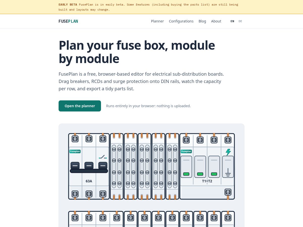 Landing-page snapshot of fuseplan.app