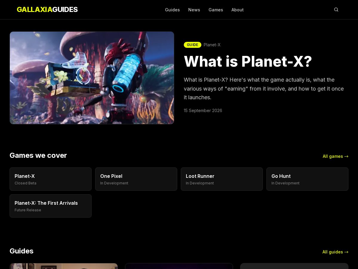 Landing-page snapshot of gallaxiaguides.com