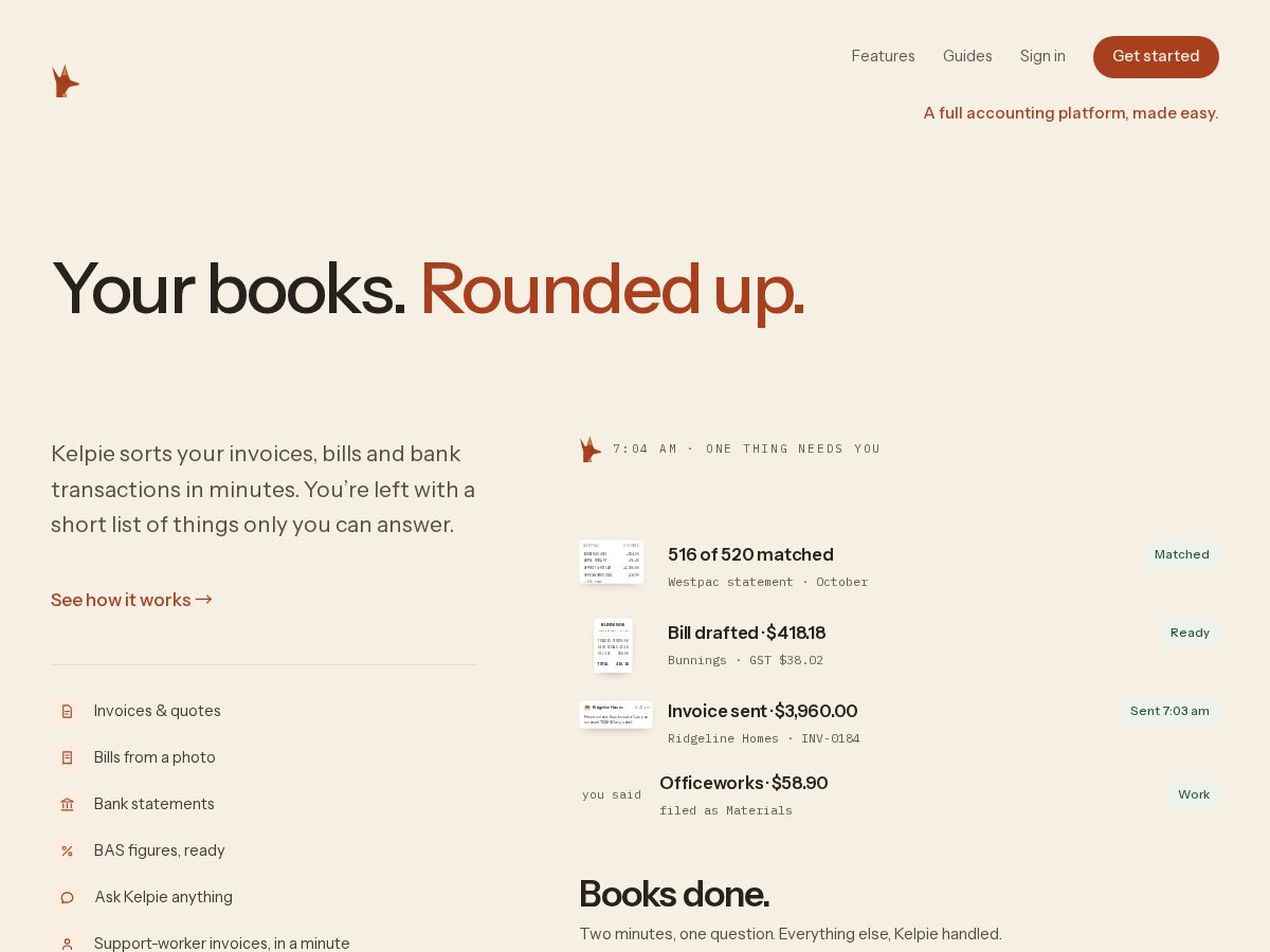 Landing-page snapshot of getkelpie.online