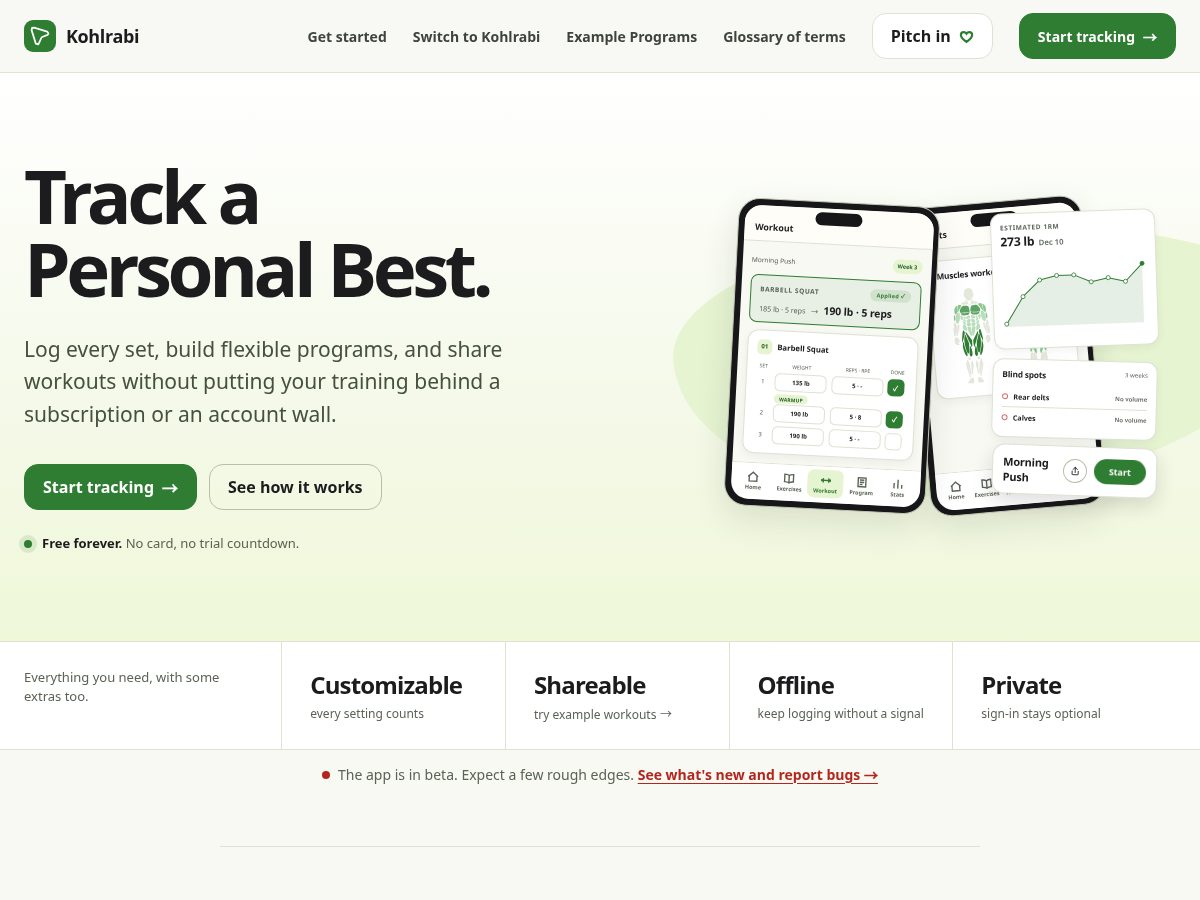 Landing-page snapshot of getkohlrabi.com