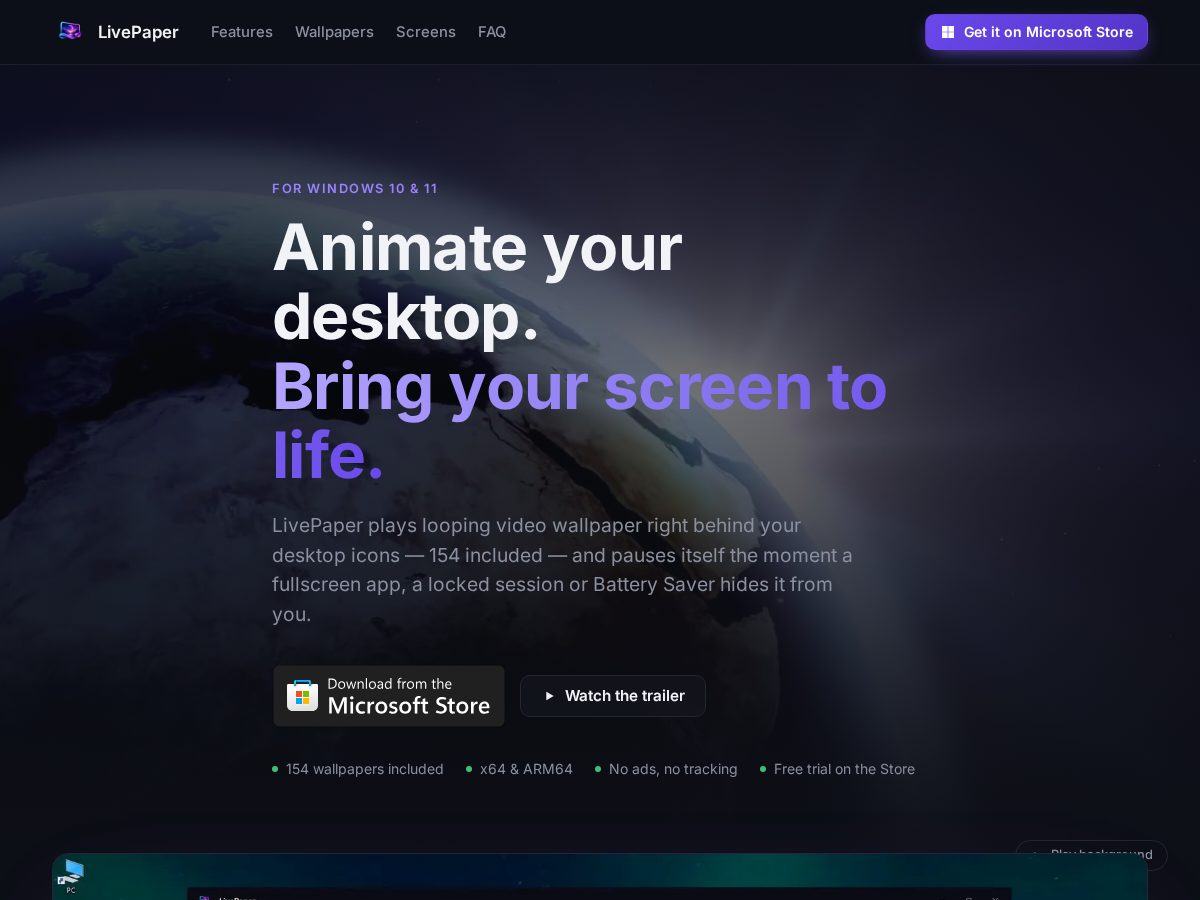 Landing-page snapshot of getlivepaper.com
