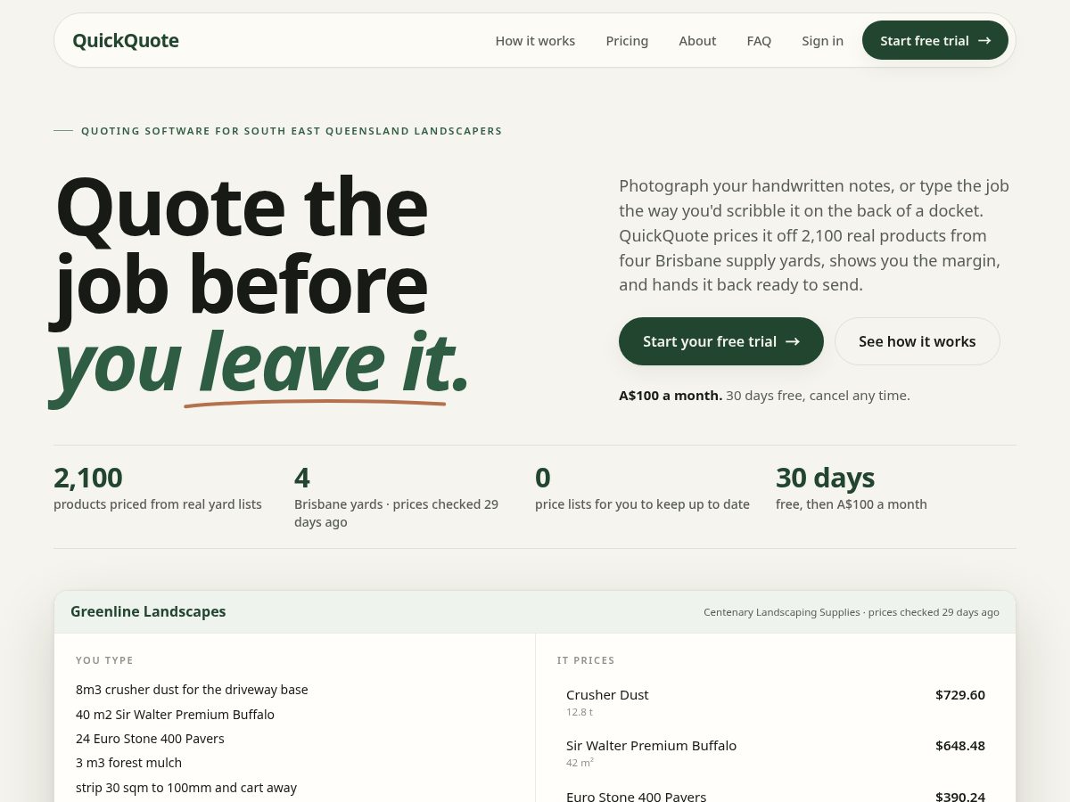 Landing-page snapshot of getquickquote.online