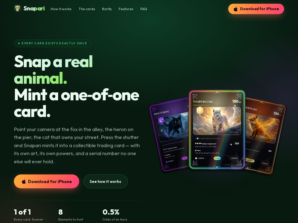 Landing-page snapshot of getsnapari.com
