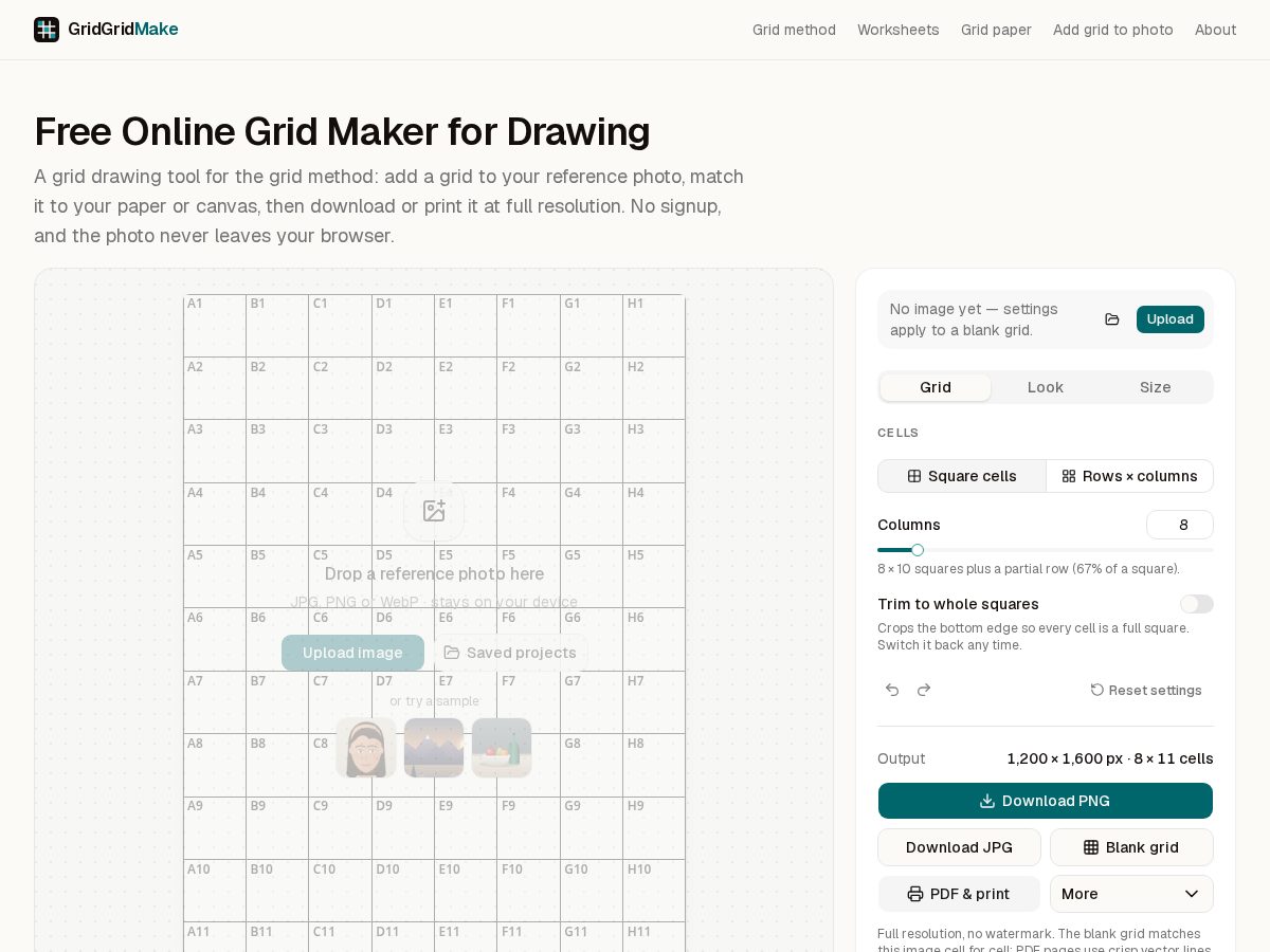 Landing-page snapshot of gridgridmake.com