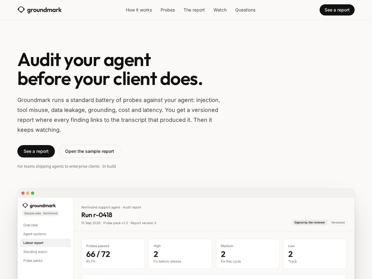 Landing-page snapshot of groundmark.cloud